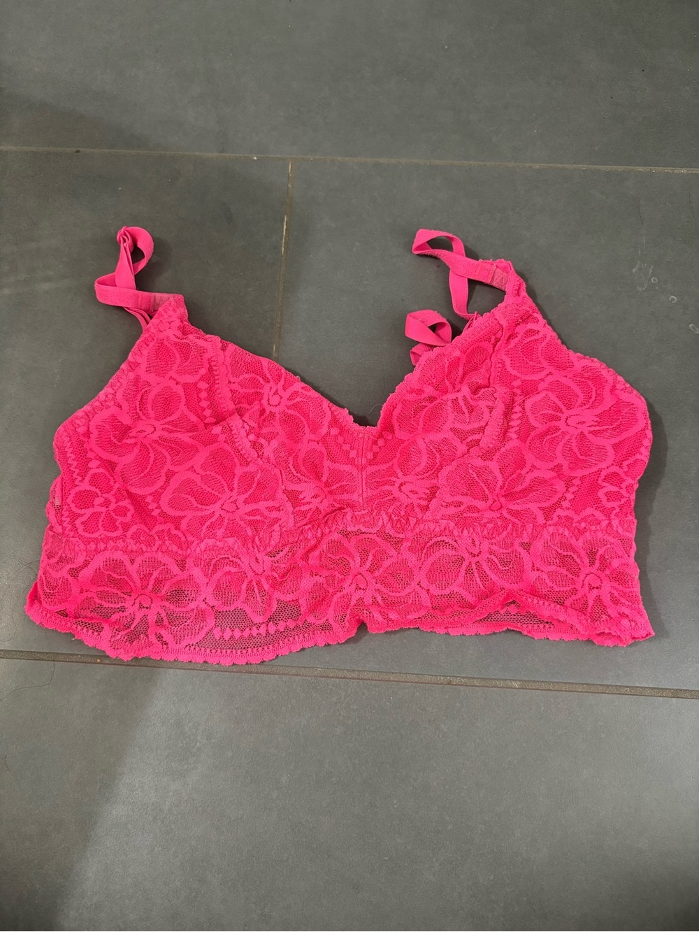PINK Victoria's Secret Hot Pink Lace Bralette